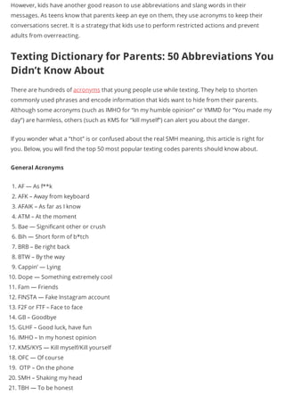 Acronyms For Parents